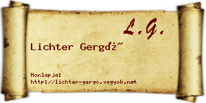 Lichter Gergő névjegykártya